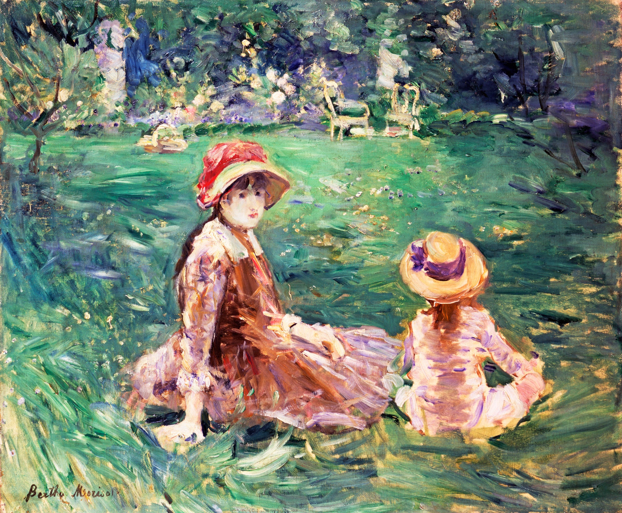 In the Garden at Maurecourt by Berthe Morisot - Reproduction