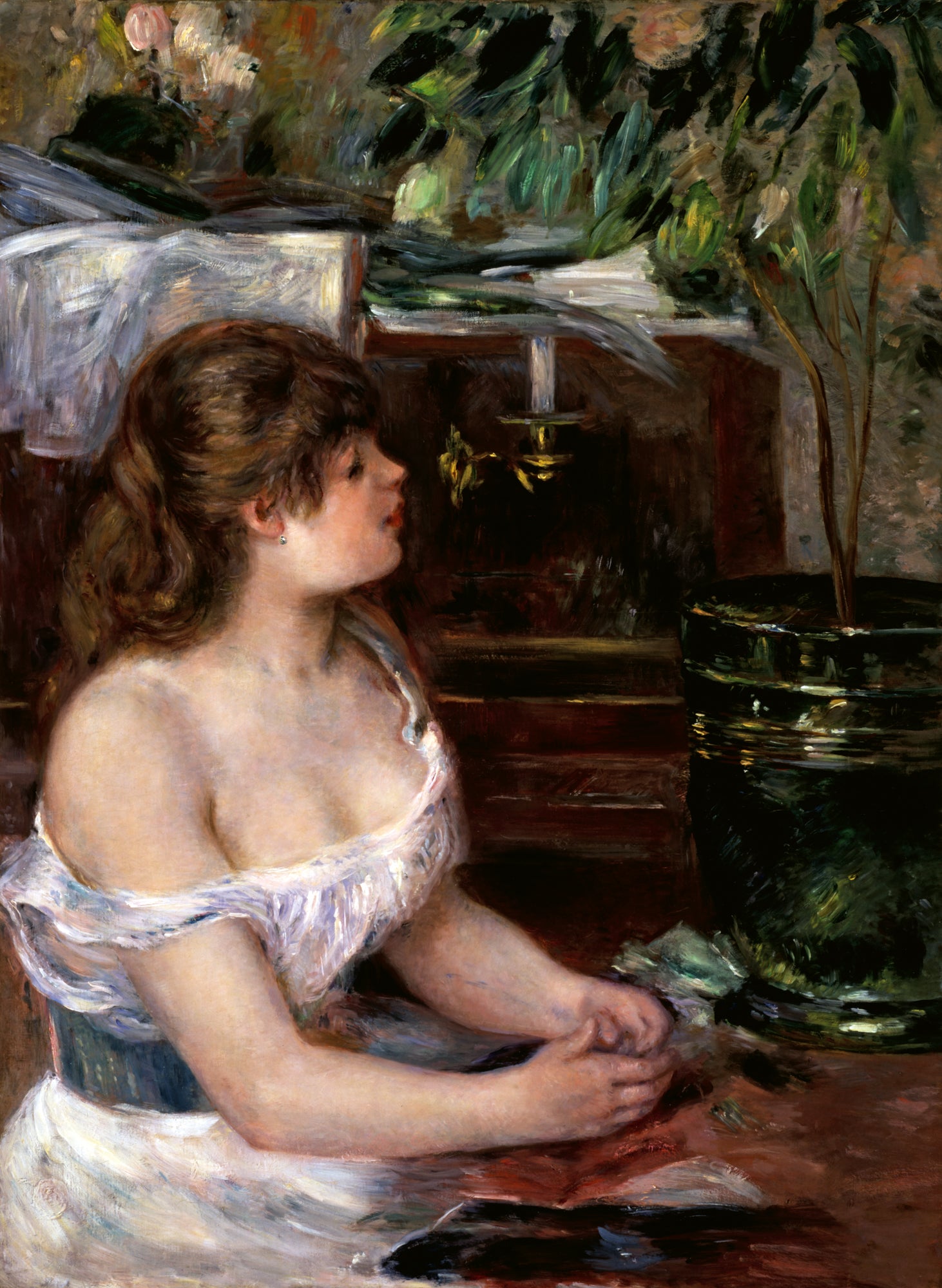 The Green Jardinière by Pierre-Auguste Renoir - Reproduction
