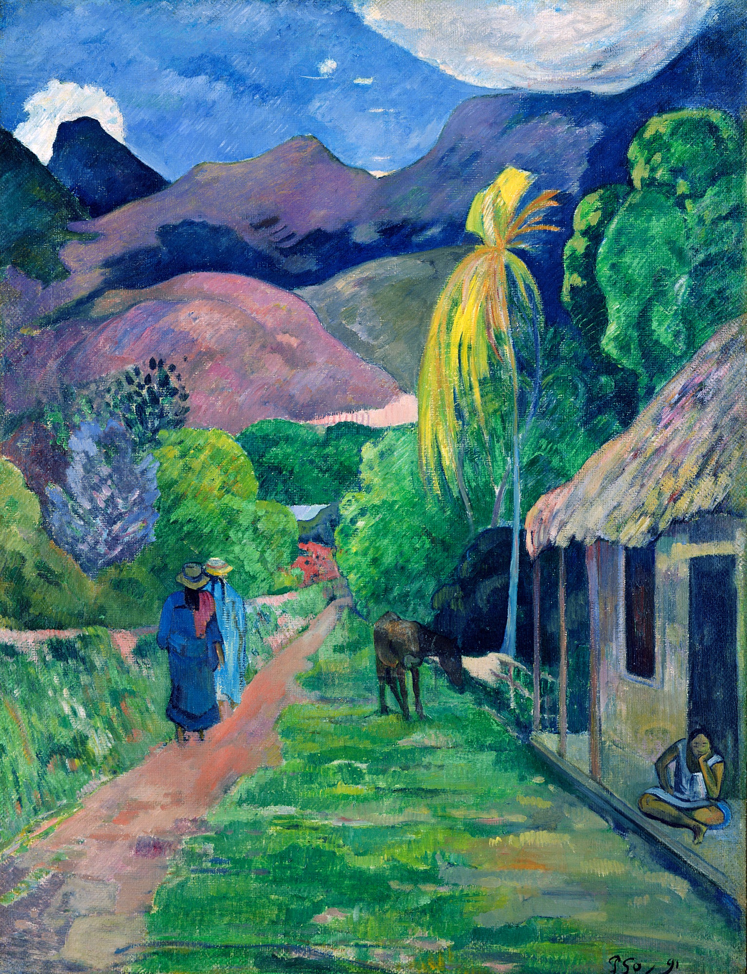 Street in Tahiti by Paul Gauguin - Reproduction