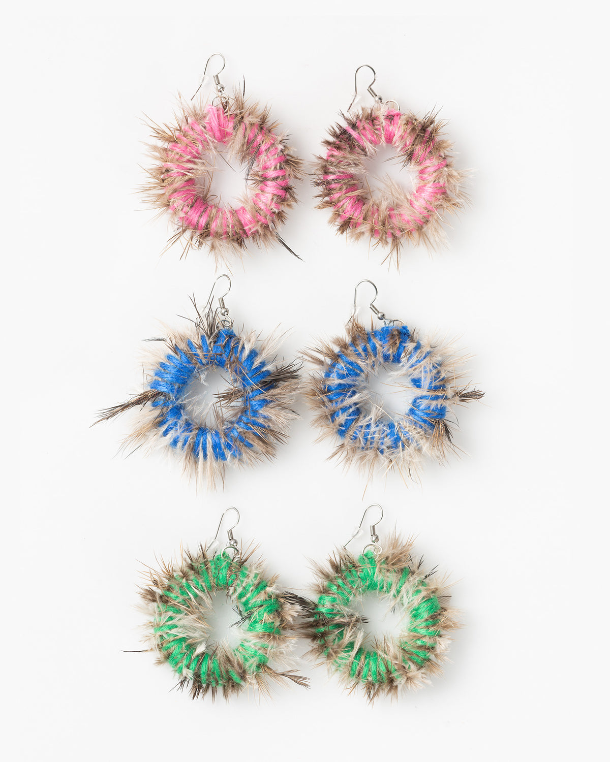 Wrapped emu feather earrings by Juanella Donovan