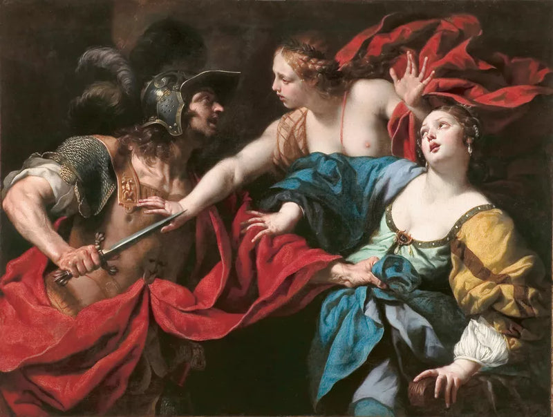 Venus preventing her son Aeneas from killing Helen of Troy - Canvas Reproduction