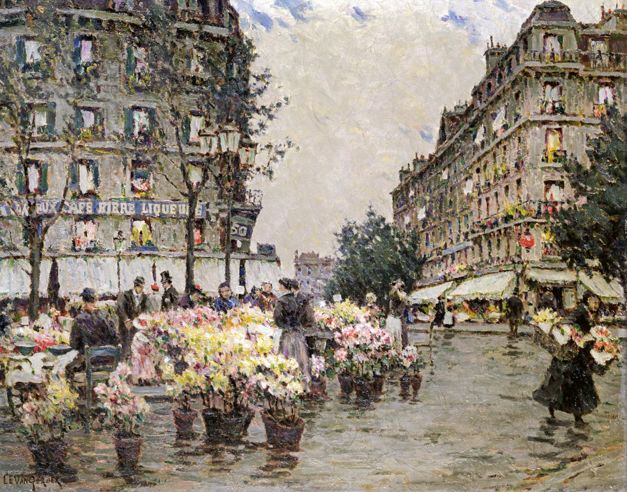 Flower Market, Paris by Luther Emerson van Gorder - Reproduction