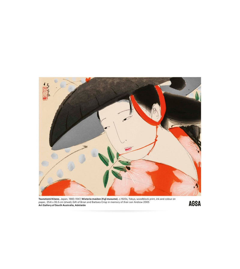 Wisteria maiden (Fuji musume) by Tsunetoni Kitano - A5 print